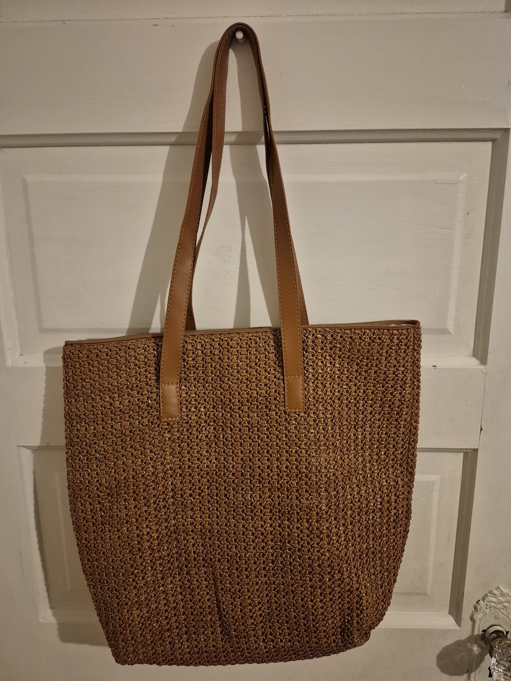 Classic Woven Tote Bag in Chestnut Brown With Matching Pouch